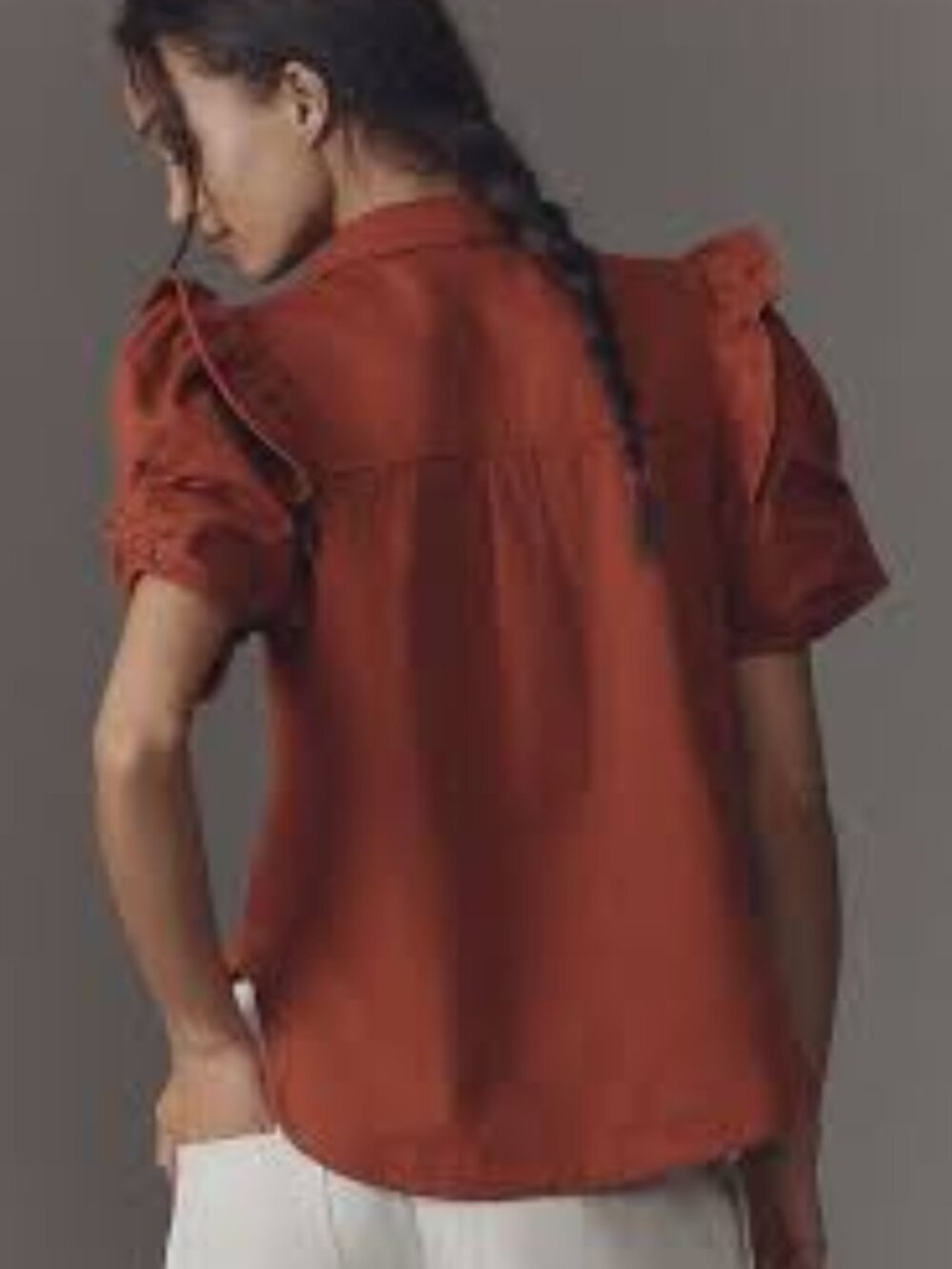 The Ozzi Ruffle-sleeve Buttondown Shirt by Pilcro - Picture 2 of 8
